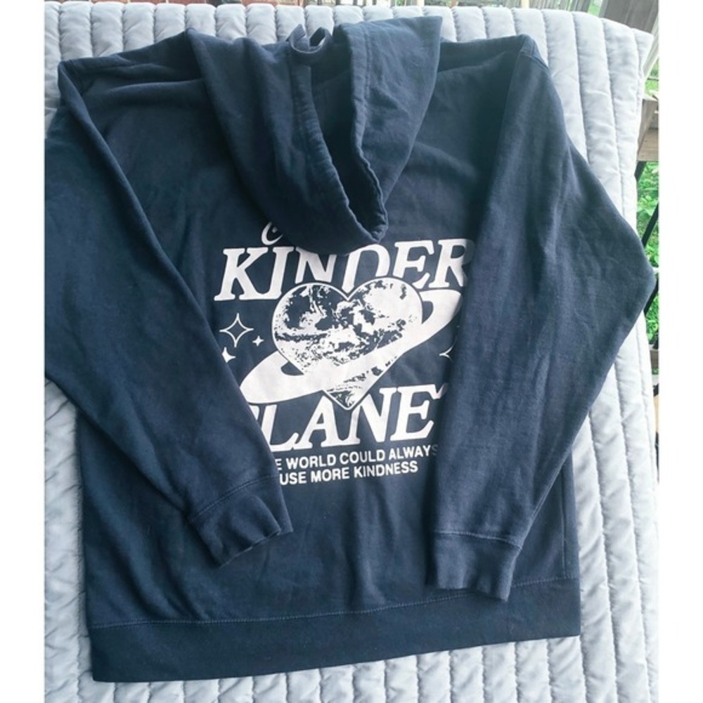 874 Independent Trading Co Kinder Planet Graphic Hoodie Navy Blue Lrg  Kindness